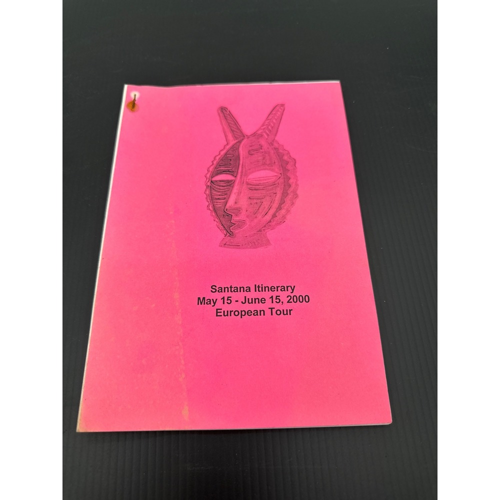 Santana 2000 European Tour Itinerary Book Band Crew Music Memorabilia Pink